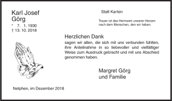 Traueranzeige von Karl Josef Görg von Siegener Zeitung