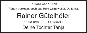 Traueranzeige von Rainer Gütelhöfer von Siegener Zeitung