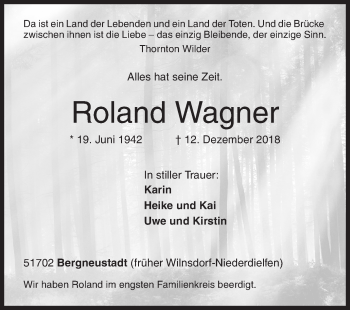 Traueranzeige von Roland Wagner von Siegener Zeitung