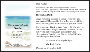 Traueranzeige von Roswitha Grebe von Siegener Zeitung