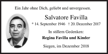 Traueranzeige von Salvatore Favilla von Siegener Zeitung