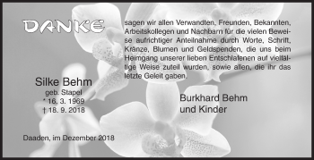 Traueranzeige von Silke Behm von Siegener Zeitung