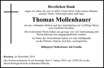 Traueranzeige von Thomas Mollenhauer von Siegener Zeitung
