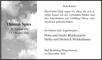 Traueranzeige von Thomas Spies von Siegener Zeitung