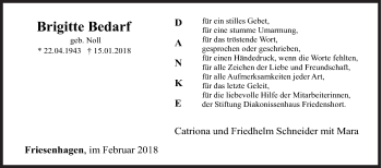 Traueranzeige von Brigitte Bedarf von Siegener Zeitung