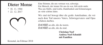 Traueranzeige von Dieter Monse von Siegener Zeitung