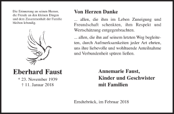 Traueranzeige von Eberhard Faust von Siegener Zeitung