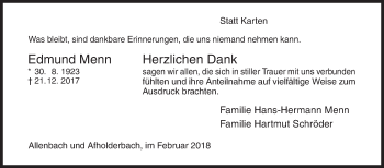 Traueranzeige von Edmund Menn von Siegener Zeitung