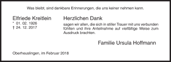 Traueranzeige von Elfriede Kreitlein von Siegener Zeitung