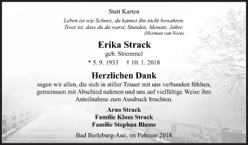 Traueranzeige von Erika Strack von Siegener Zeitung