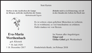 Traueranzeige von Eva-Maria Werthenbach von Siegener Zeitung