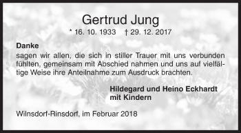 Traueranzeige von Gertrud Jung von Siegener Zeitung