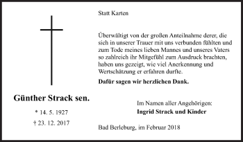 Traueranzeige von Günther Strack von Siegener Zeitung