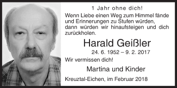 Traueranzeige von Harald Geißler von Siegener Zeitung