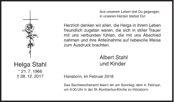 Traueranzeige von Helga Stahl von Siegener Zeitung