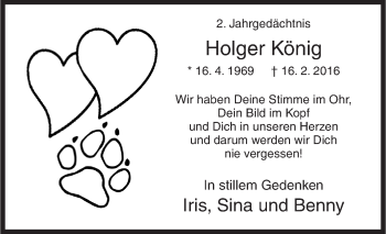 Traueranzeige von Holger König von Siegener Zeitung