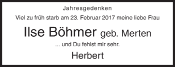 Traueranzeige von Ilse Böhmer von Siegener Zeitung