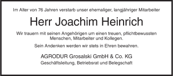 Traueranzeige von Joachim Heinrich von Siegener Zeitung