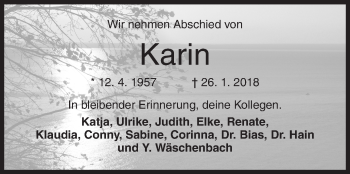 Traueranzeige von Karin Langenbach von Siegener Zeitung