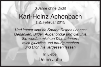 Traueranzeige von Karl-Heinz Achenbach von Siegener Zeitung