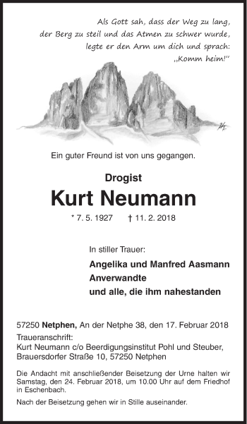 Traueranzeige von Kurt Neumann von Siegener Zeitung