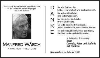 Traueranzeige von Manfred Wäsch von Siegener Zeitung