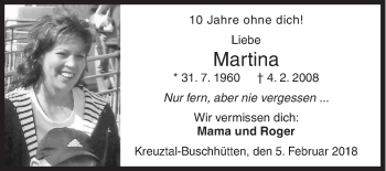 Traueranzeige von Martina  von Siegener Zeitung