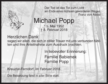 Traueranzeige von Michael Popp von Siegener Zeitung