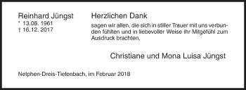 Traueranzeige von Reinhard Jüngst von Siegener Zeitung