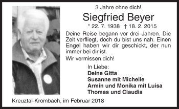 Traueranzeige von Siegfried Beyer von Siegener Zeitung