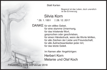 Traueranzeige von Silvia Korn von Siegener Zeitung