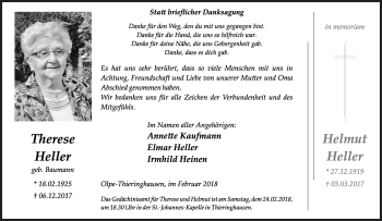 Traueranzeige von Therese Heller von Siegener Zeitung