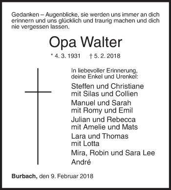 Traueranzeige von Walter Henrich von Siegener Zeitung
