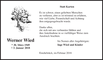 Traueranzeige von Werner Wied von Siegener Zeitung
