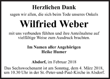 Traueranzeige von Wilfried Weber von Siegener Zeitung