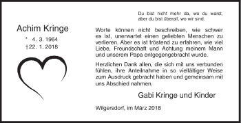 Traueranzeige von Achim Kringe von Siegener Zeitung