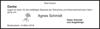 Traueranzeige von Agnes Schmidt von Siegener Zeitung