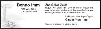 Traueranzeige von Benno Imm von Siegener Zeitung