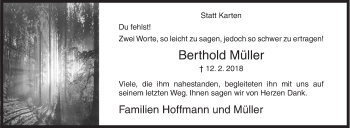 Traueranzeige von Berthold Müller von Siegener Zeitung
