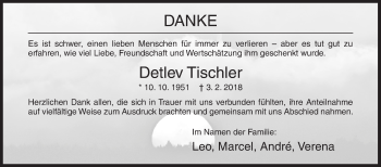 Traueranzeige von Detlev Tischler von Siegener Zeitung
