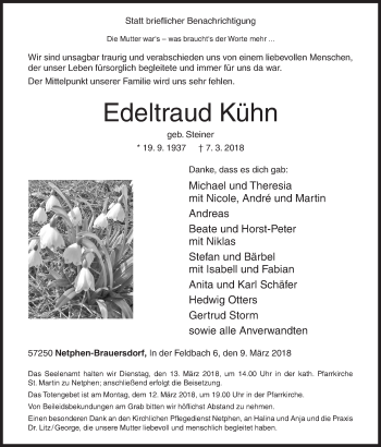 Traueranzeige von Edeltraud Kühn von Siegener Zeitung