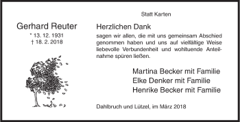 Traueranzeige von Gerhard Reuter von Siegener Zeitung
