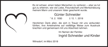 Traueranzeige von Günter Schneider von Siegener Zeitung