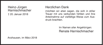 Traueranzeige von Heinz-Jürgen Harnischmacher von Siegener Zeitung