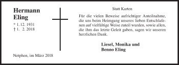 Traueranzeige von Hermann Eling von Siegener Zeitung