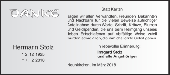 Traueranzeige von Hermann Stolz von Siegener Zeitung
