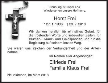 Traueranzeige von Horst Frei von Siegener Zeitung