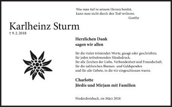 Traueranzeige von Karlheinz Sturm von Siegener Zeitung