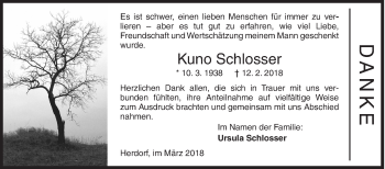 Traueranzeige von Kuno Schlosser von Siegener Zeitung