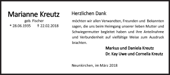Traueranzeige von Marianne Kreutz von Siegener Zeitung